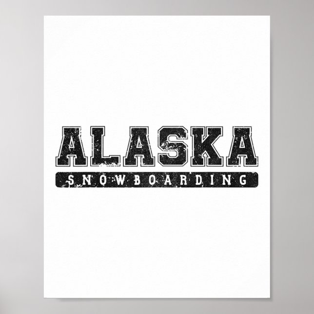 Alaska Snowboarding Black Vintage Text Poster (Framsidan)