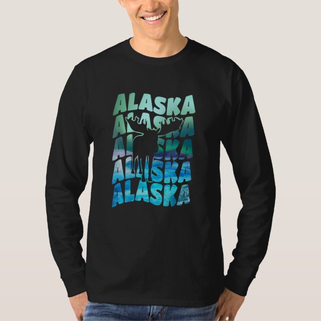 Alaska Souvenir Aurora Borealis Northern Lights Sn T Shirt (Framsida)