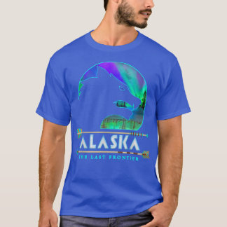 Alaska State Alaska Varg med Aurora Borealis Sno T Shirt