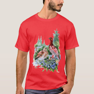 Alaska State Bird and Flowers T Shirt