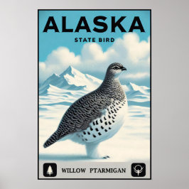 Alaska State Bird - Willow Ptarmigan Vintage  Poster
