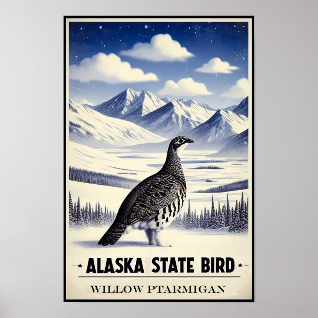 Alaska State Bird - Willow Ptarmigan Vintage  Poster (Framsidan)