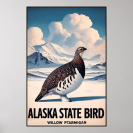Alaska State Bird - Willow Ptarmigan Vintage  Poster