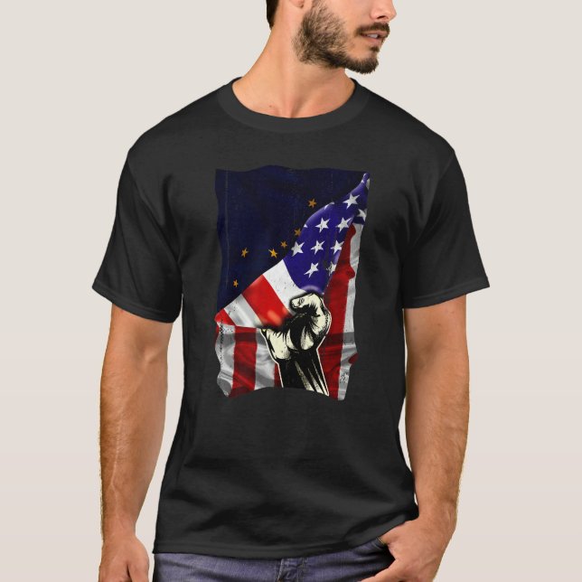 Alaska State Flag Distressed US American Patriotic T Shirt (Framsida)