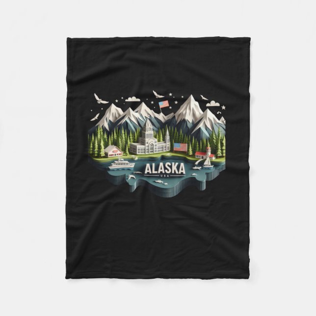 Alaska State in Usa Sticker Fleecefilt (Framsidan)