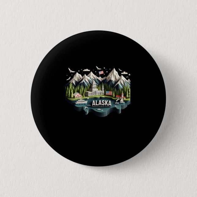 Alaska State in Usa Sticker Knapp (Framsida)