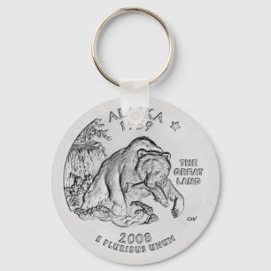 Alaska State Quarter Keychain Nyckelring