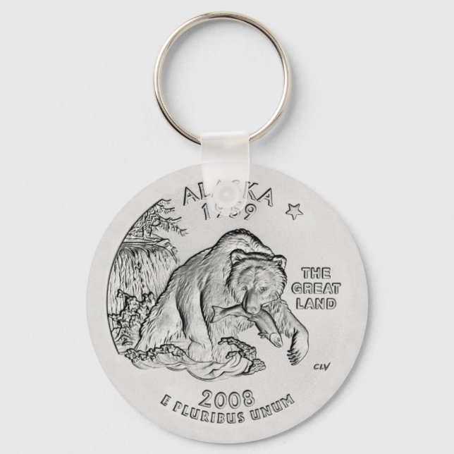 Alaska State Quarter Keychain Nyckelring (Framsida)