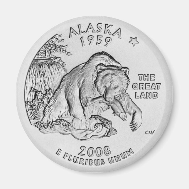 Alaska State Quarter Magnet (Framsidan)