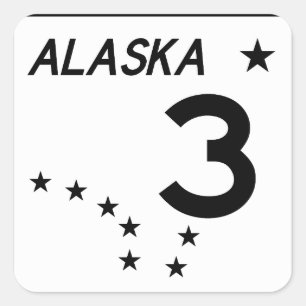 Alaska State Route 3 Fyrkantigt Klistermärke