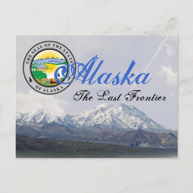 Alaska State Seal Mount McKinley Post Card Vykort (Framsida)