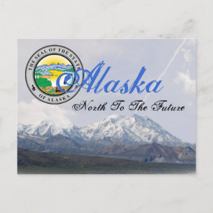 Alaska State Seal Mount McKinley Post Card Vykort