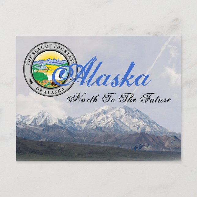 Alaska State Seal Mount McKinley Post Card Vykort (Framsida)