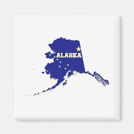 Alaska State Shape Flagga with Namn Magnet
