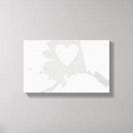 Alaska State Shape with Heart Canvastryck