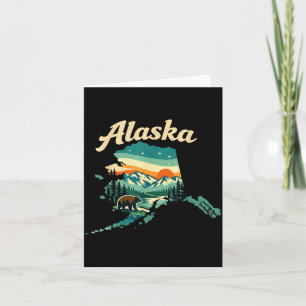 Alaska State Solnedgång Bergslandskap Björn Scen Kort