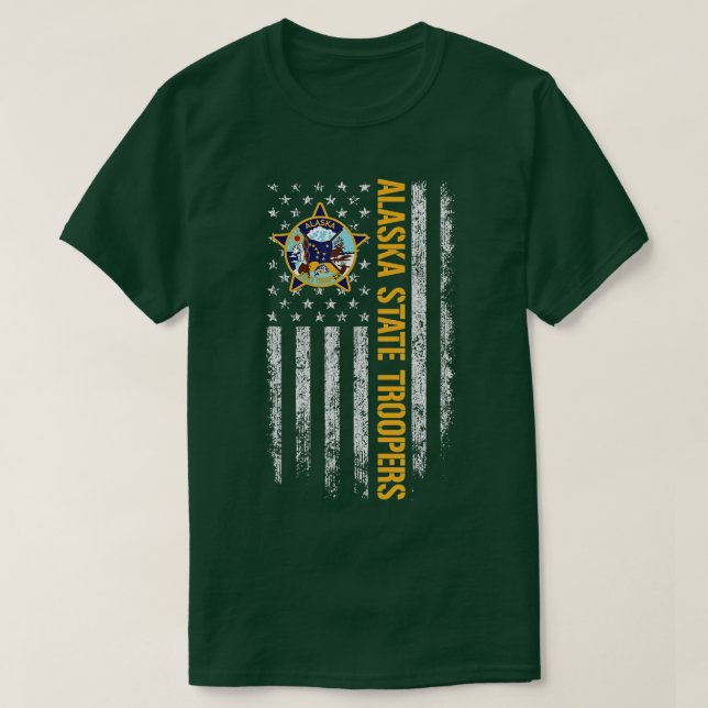 Alaska State Troopers American Flagga T Shirt (Design framsida)