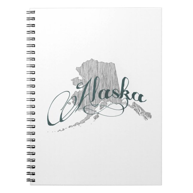Alaska State Typography Anteckningsbok Med Spiral (Framsidan)