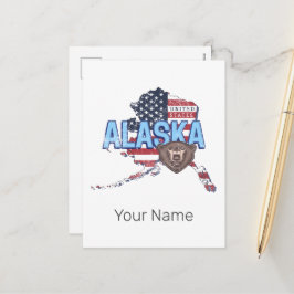 Alaska State United Stater Karta Vintage USA Helg Vykort
