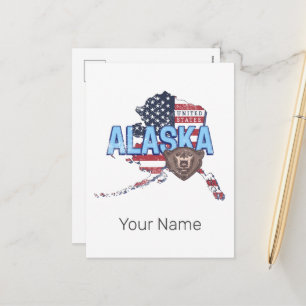 Alaska State United Stater Karta Vintage USA Helg Vykort
