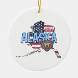 Alaska State United Stater Karta Vintage USA Julgransprydnad Keramik