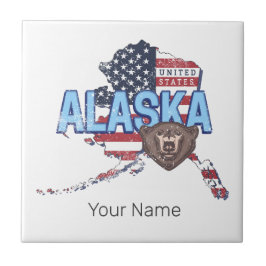 Alaska State United Stater Karta Vintage USA Kakelplatta