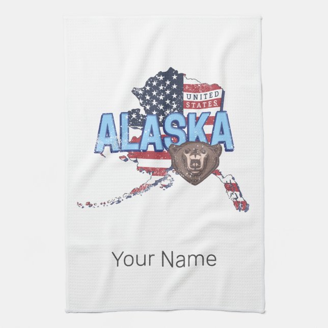 Alaska State United Stater Karta Vintage USA Kökshandduk (Vertikal)