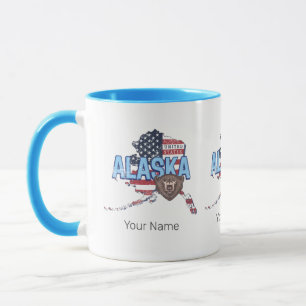 Alaska State United Stater Karta Vintage USA Mugg