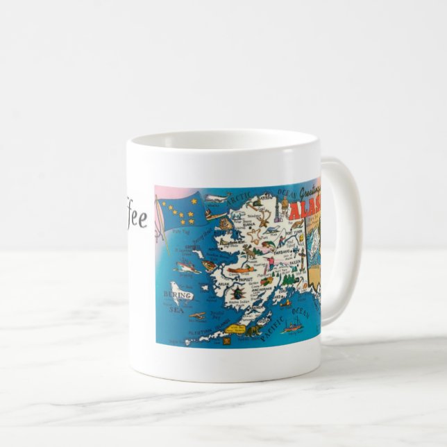 Alaska-staten Karta-kaffe Mugg (Framsida höger)