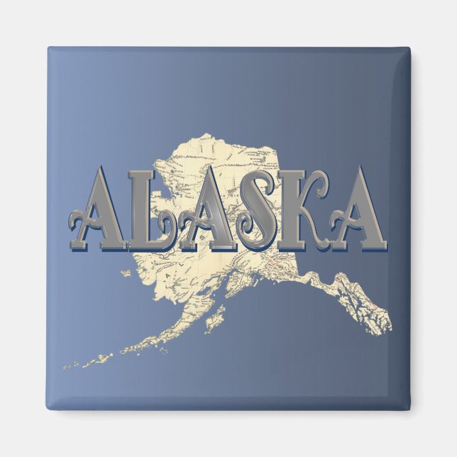 Alaska-staten Karta Magnet (Framsidan)