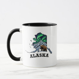 Alaska-staten Tatto Stil Norra Ljus, Grizzly Mugg