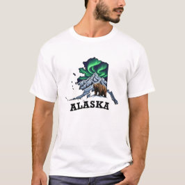 Alaska-staten Tatto Stil Norra Ljus, Grizzly T Shirt