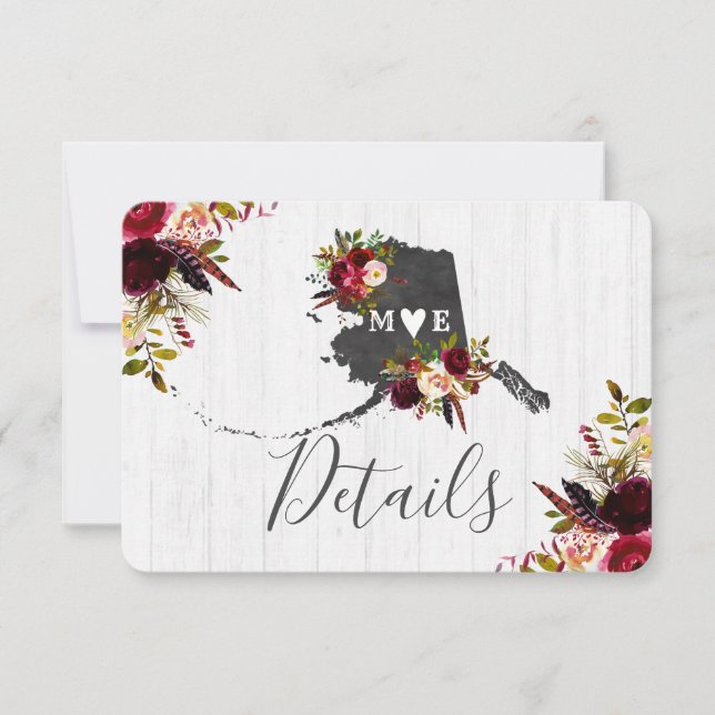 Alaska statens destination rustika bröllopsdetalje inbjudningar (Framsida)