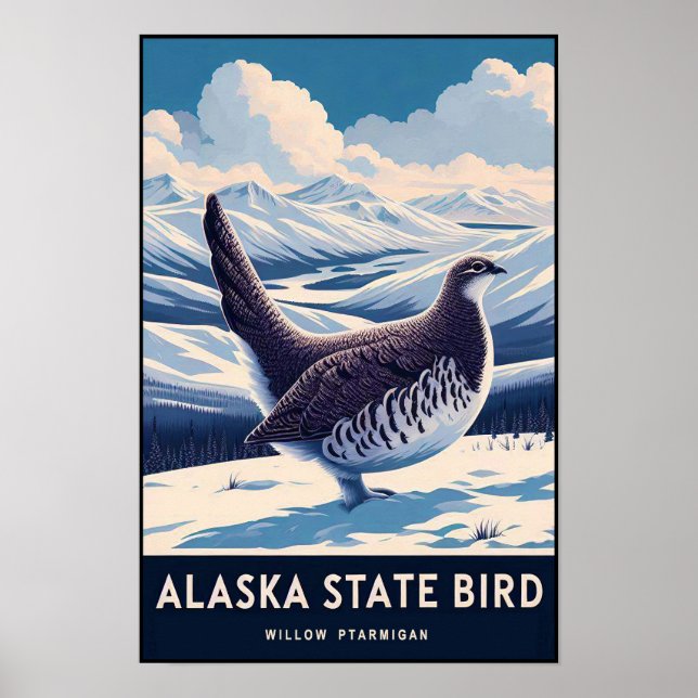 Alaska Statens Fågel - Pilfågel Vintage  Poster (Framsidan)