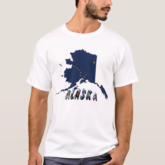 Alaska Statlig flagga Blue Karta & Gult Stars Trav T-shirt (Framsida)