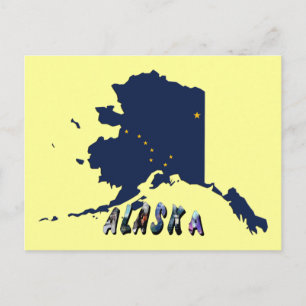 Alaska Statlig flagga Blue Karta & Gult Stars Trav Vykort