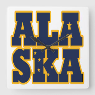 Alaska Statlig flagga Fyrkantig Klocka