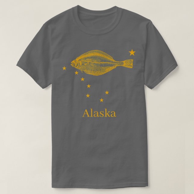 Alaska Statlig flagga Halibut Fishing  T Shirt (Design framsida)