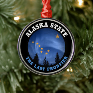 ALASKA STATLIG FLAGGA JULGRANSPRYDNAD METALL