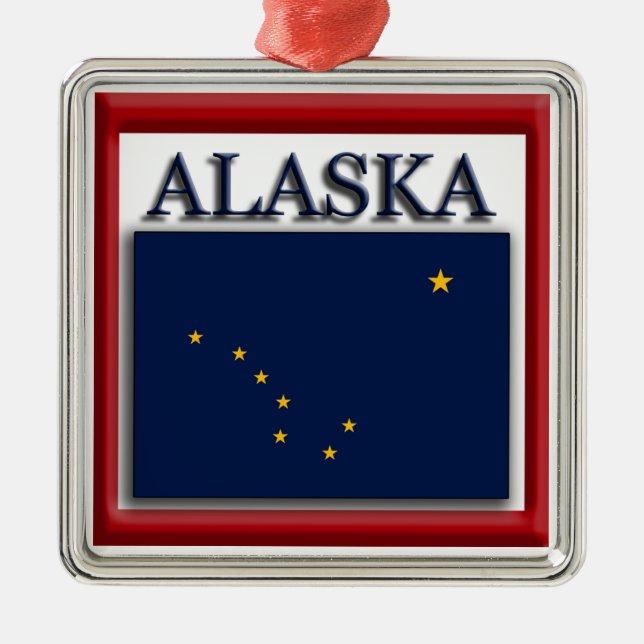 Alaska Statlig flagga, julprydnad Julgransprydnad Metall (Framsidan)