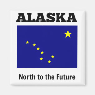 Alaska statlig flagga, märkt med statsmotto magnet