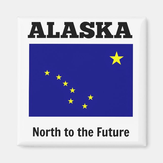 Alaska statlig flagga, märkt med statsmotto magnet (Framsidan)
