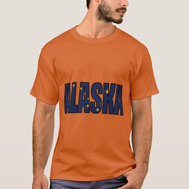Alaska Statlig flagga Namn Design T Shirt (Framsida)