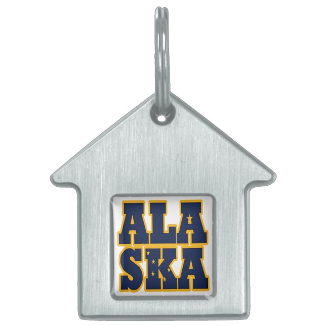Alaska Statlig flagga Namnbricka Husdjur (Framsidan)