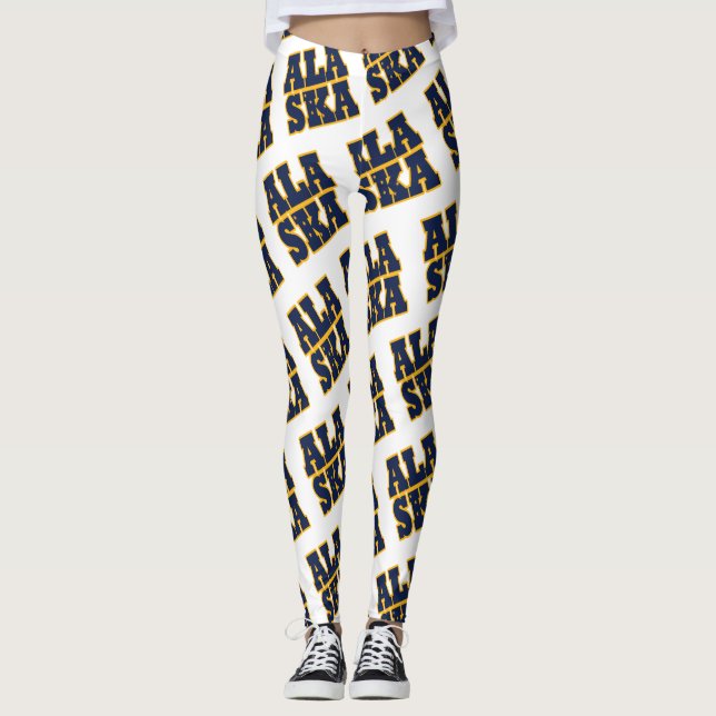 Alaska statlig flagga text mönster leggings (Framsida)