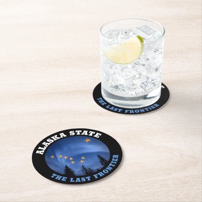 ALASKA STATLIG FLAGGA UNDERLÄGG PAPPER RUND (Insitu)
