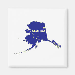 Alaska statlig Shapeflagga med namn Magnet