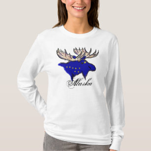 Alaska stolt älk statlig flagga dam hoodie t-shirt