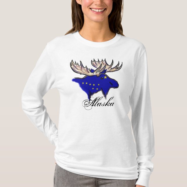 Alaska stolt älk statlig flagga dam hoodie tröja (Framsida)