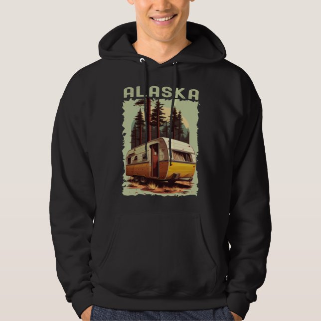 Alaska Sunset retro 70s vintage hiking camping Hoodie (Framsida)